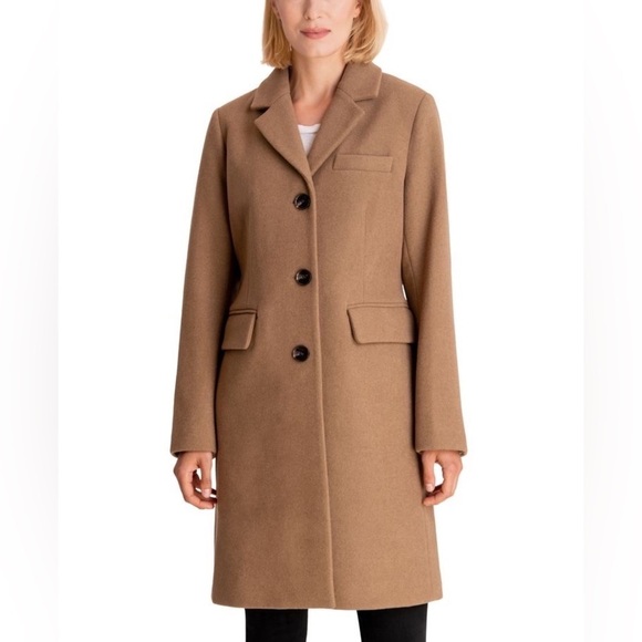 🎉HP🎉 Michael Kors Dark Camel Single-Breasted Wool Walker Coat Size XXL NWT - Picture 1 of 8